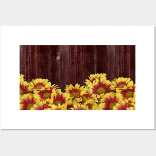 Autumn Sunflowers on Rustic Wooden Fence Posters and Art